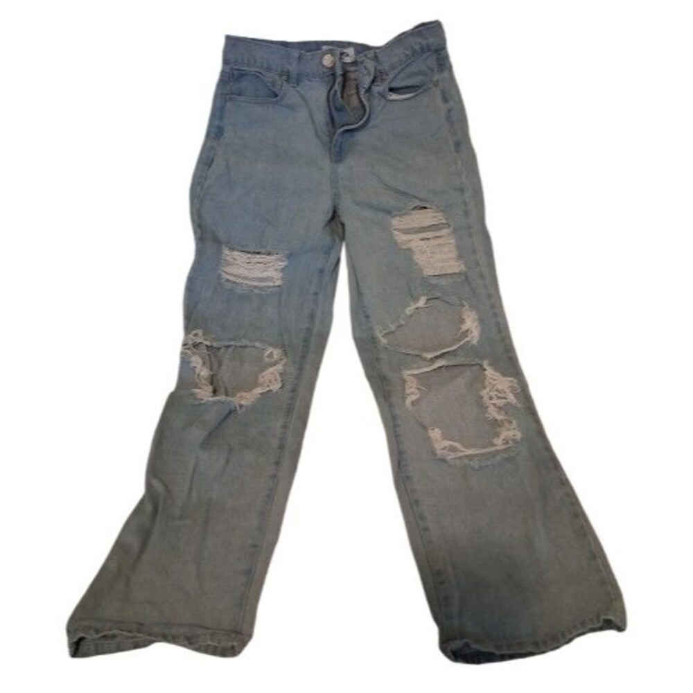 QVC Women’s Denim Jeans Size 27 Baggy Distressed Factory Holes - Grunge Look